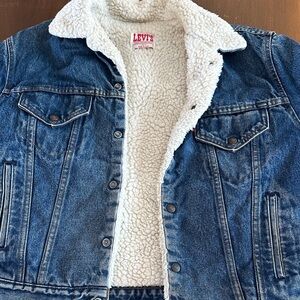Levi's Blue Denim Jacket with White Sherpa Lining